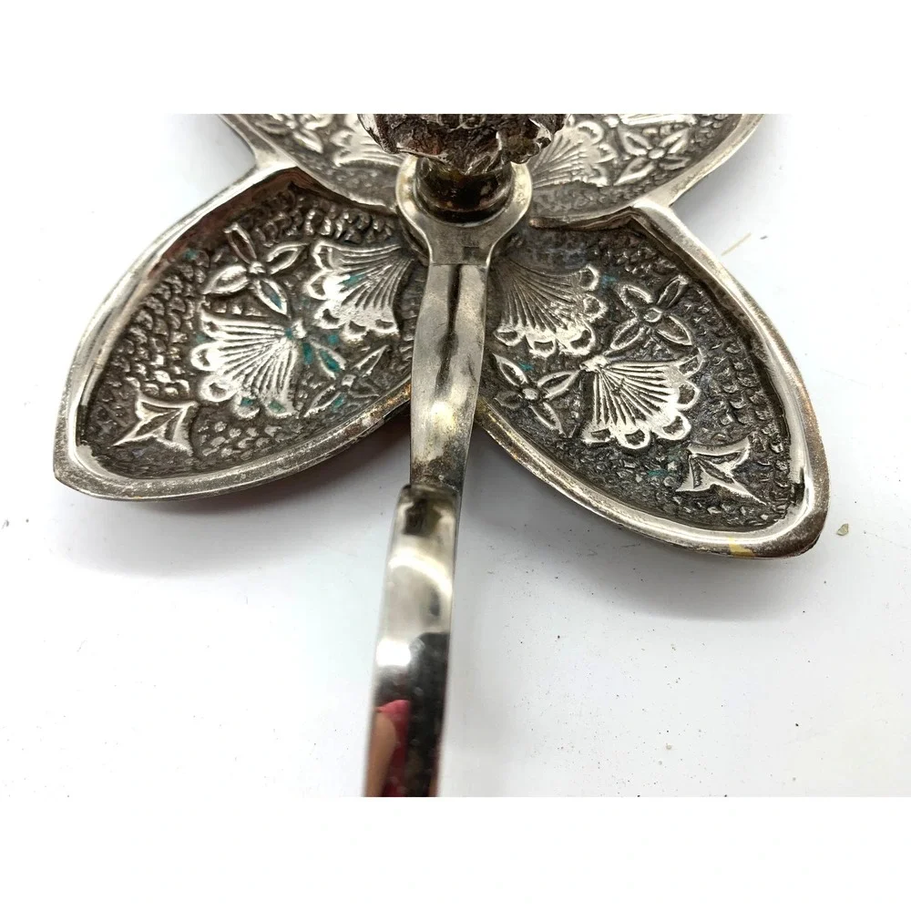 Vintage Silver Flower Chamberstick Candle Holder Pair Hollywood Regency Taper